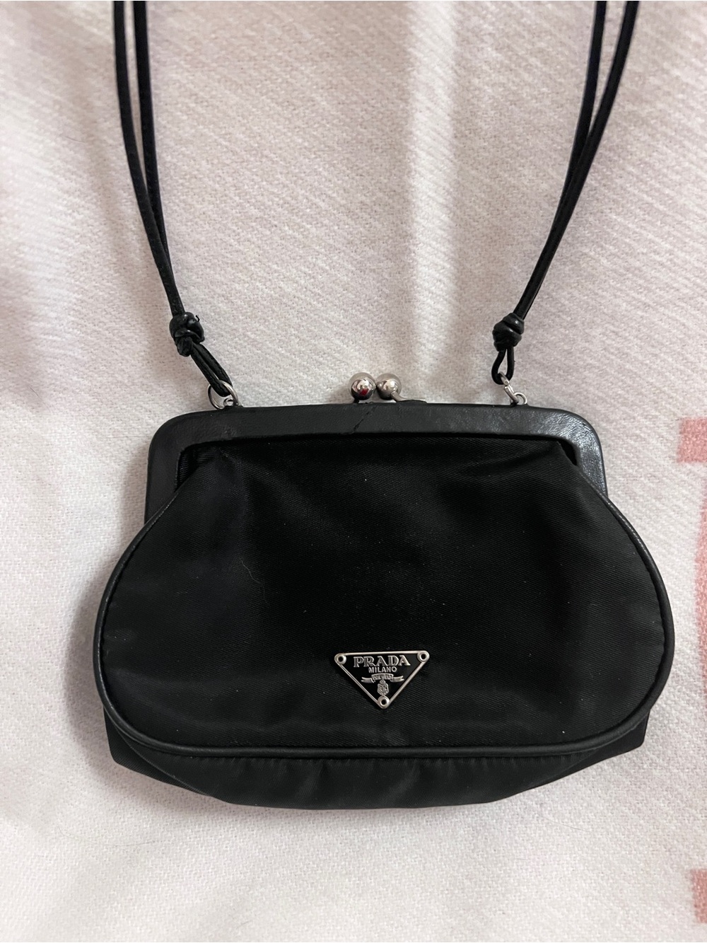 PRADA⭐️Authentic! Black Nylon Mini Frame click-lock mini tote Prada Bag